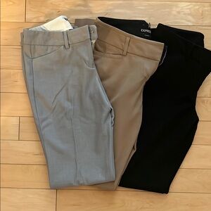 THREE PAIRS of Express women's Pants - Black, Gray, and Tan